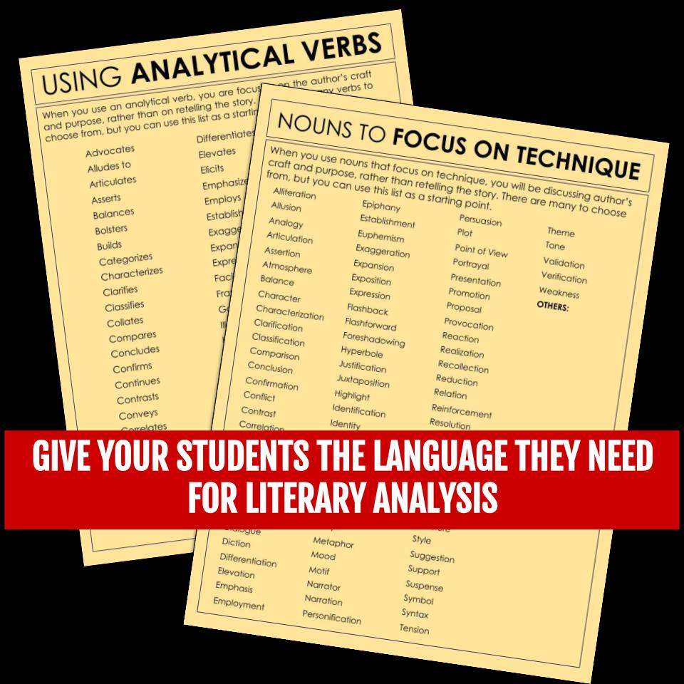 Scaffolding the skills for literary analysis